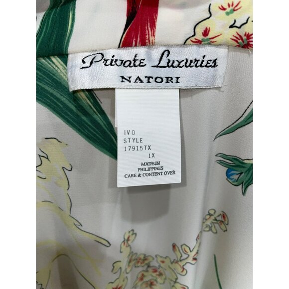 New Natori Private Label White & Floral Print Sleepwear Set With Chemise & Robe - Picture 9 of 11